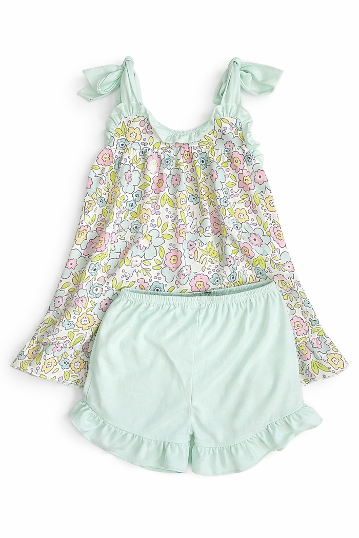 Floral Top & Ruffle Shorts Set GUC size 7-8 gently used