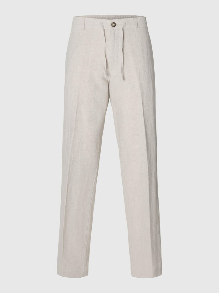 Straight Fit Linen Blend Pants