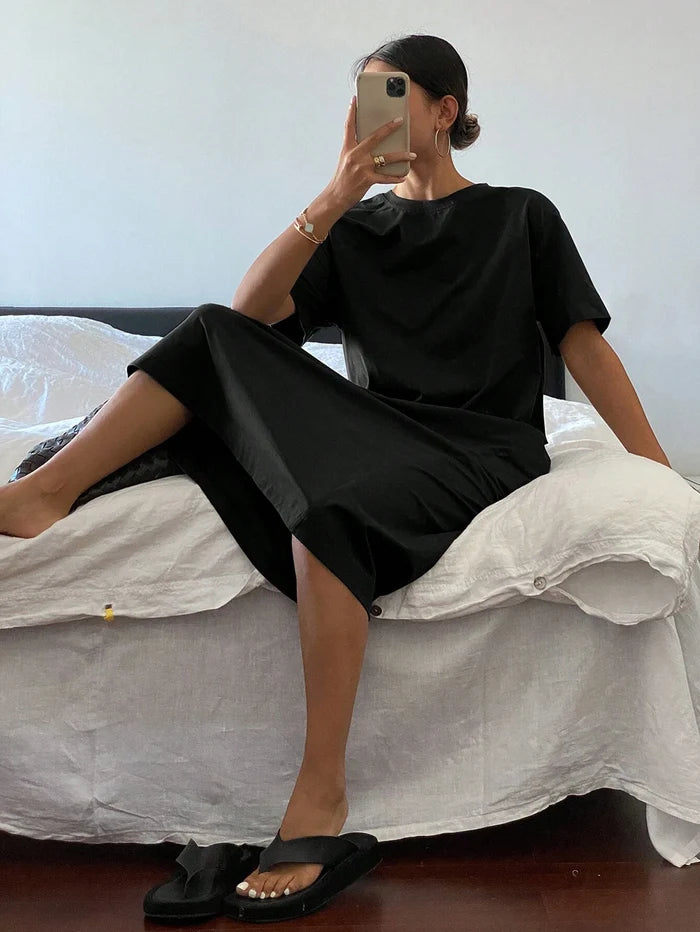 SXV Women's Short Sleeve Round Neck Long Dress, Casual Daily Wear