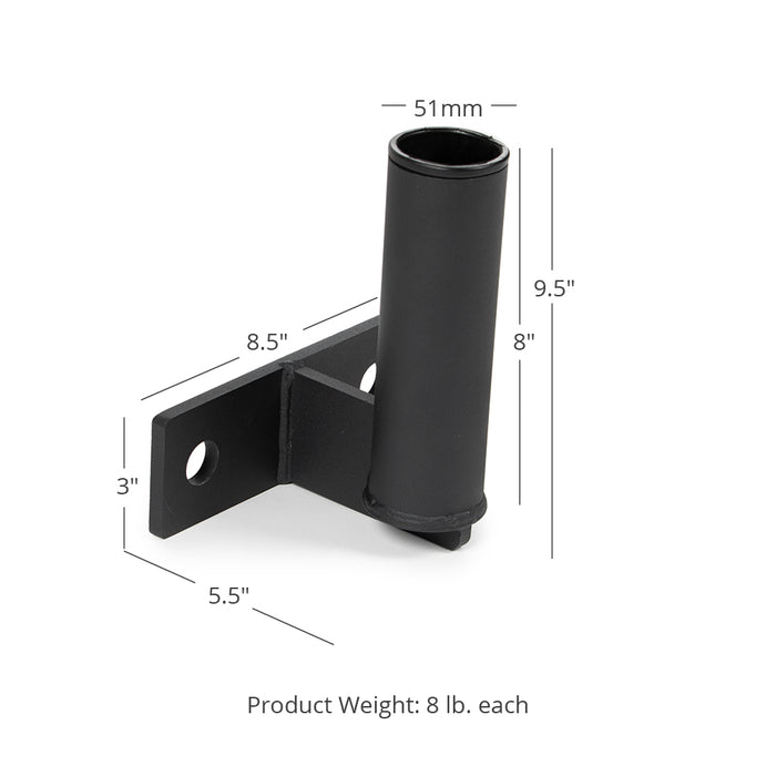 TITAN Series Horizontal Barbell Holders - 8.5"W x 3"T Bracket x8"D x 51mm Dia Sleeve