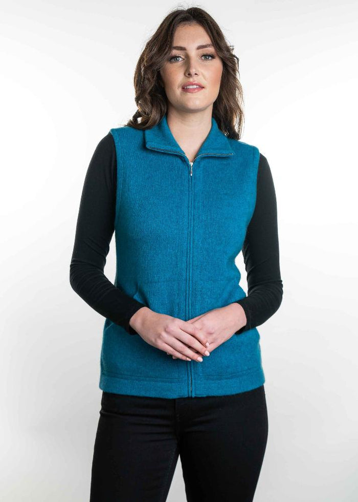 Possum and Merino TR1014 Zip Vest - This zip vest features knitted in pockets and is shaped for a flattering fit. Made proudly in New Zealand from a premium blend of 25% possum fur, 65% merino & 10% silk.