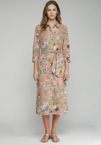 Vilagallo Camel Print Shirt Dress