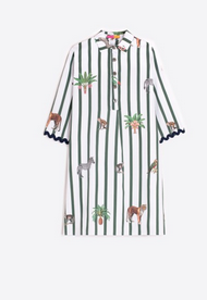 Vilagallo Print Striped Shirt Dress