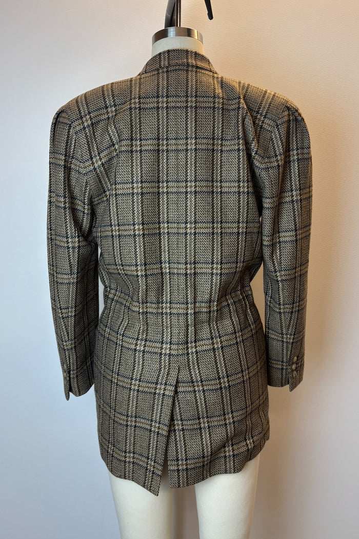 Vintage Escada 1980's Brown Check Blazer image 2