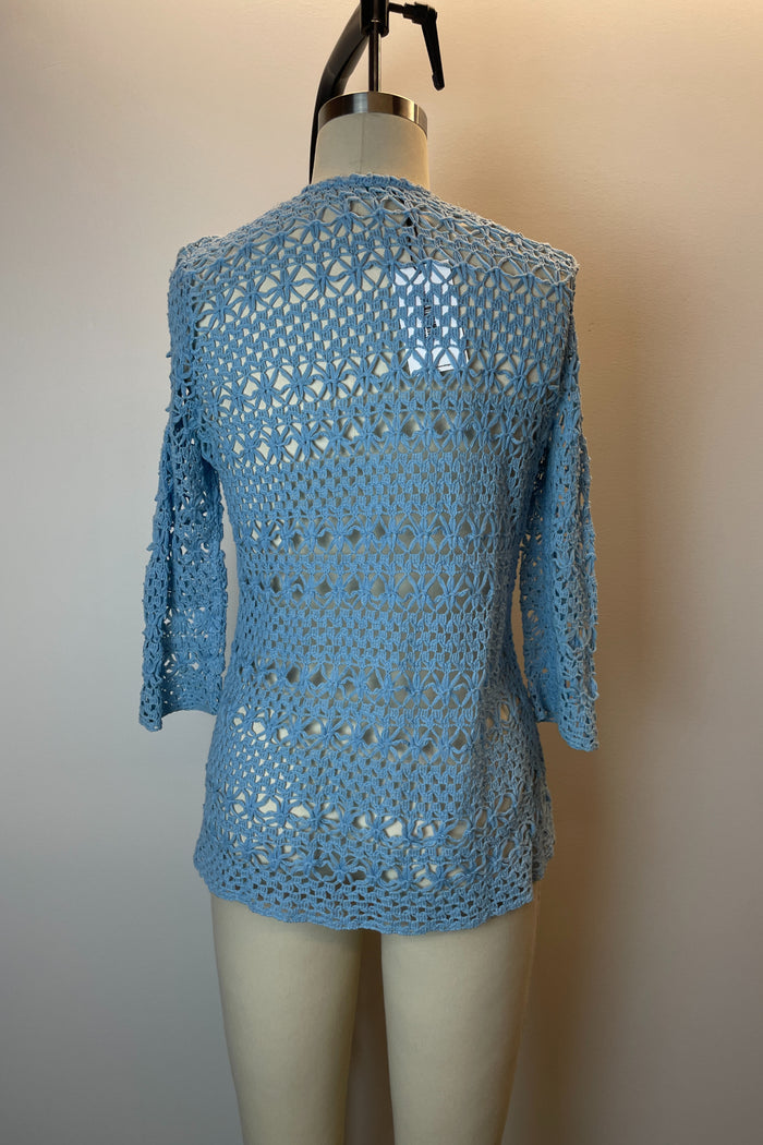 W. Lane Blue Crochet Cardigan image 2