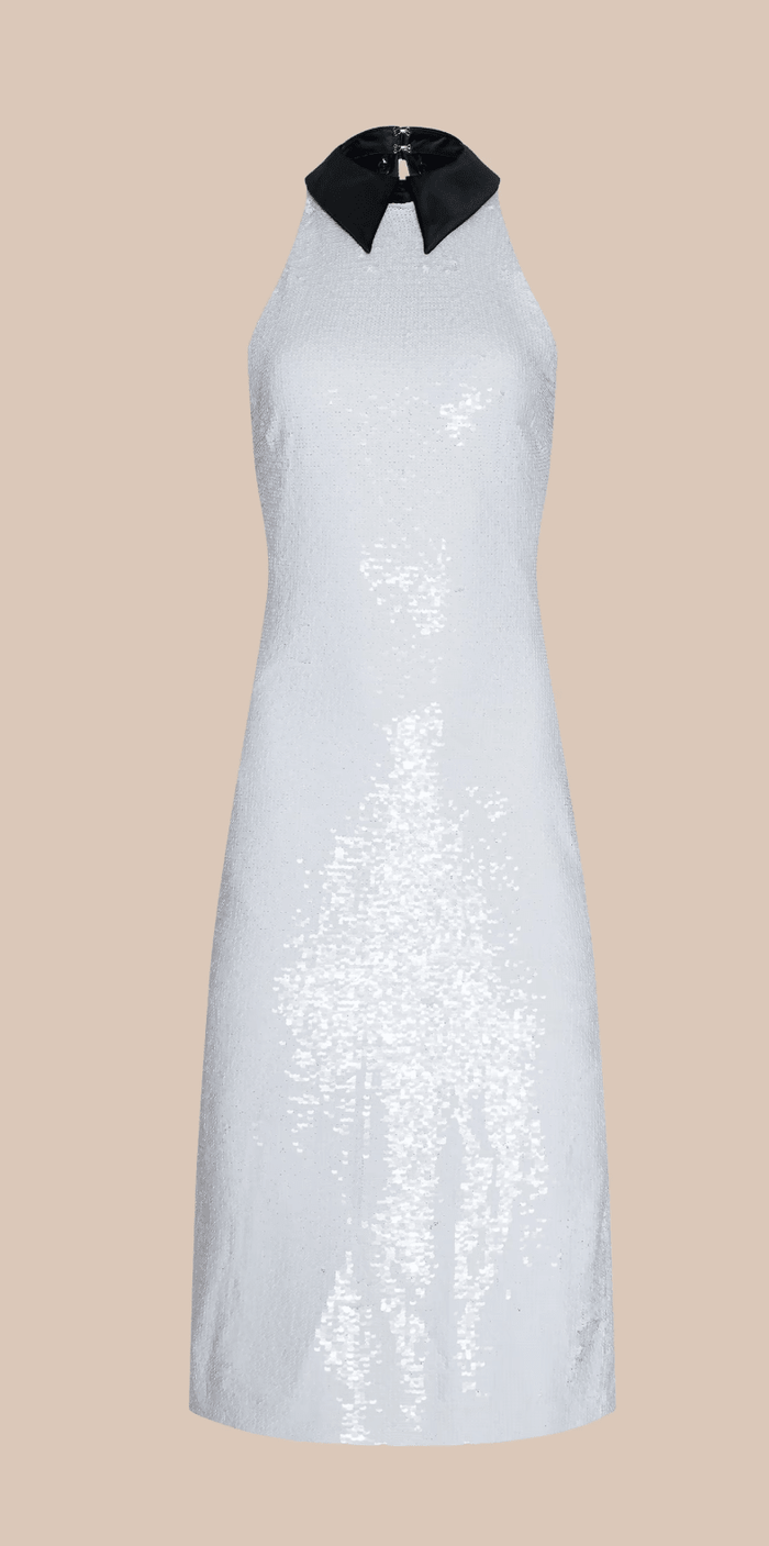 White/Black Lilith Sequin Collar Dress - Amor Lafayette