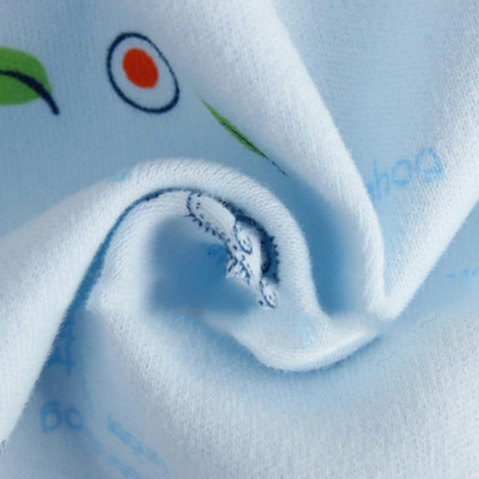 0-3 Months Newborn Baby Clothing Set - 5pcs Cotton Suits fabric detail in soft blue with charming prints