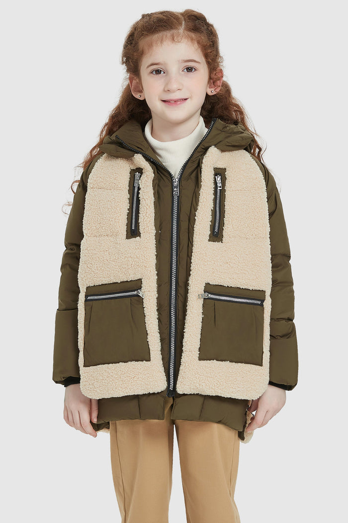 Orolay-092 O-Lab Kids Down Puffer-#color_Breen