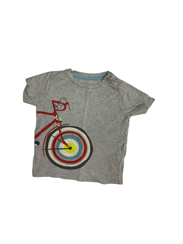 Mini Boden Gray Short-Sleeve Bicycle Shirt size 1.5/2 good used condition