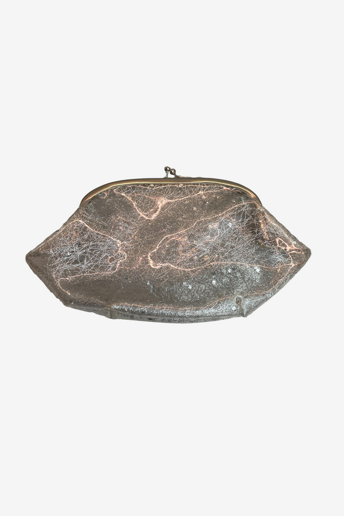 1950's Clear Silver Kiss Lock Clasp Clutch image 0