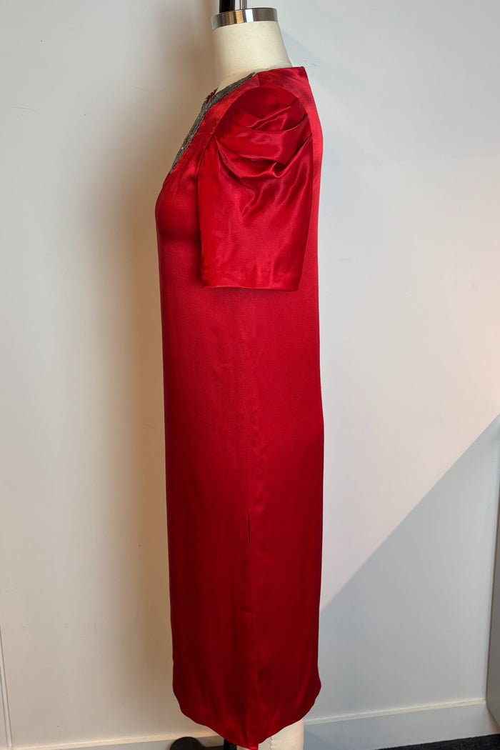 1960s Pierre Cardin Red Satin Cocktail Dress image 1