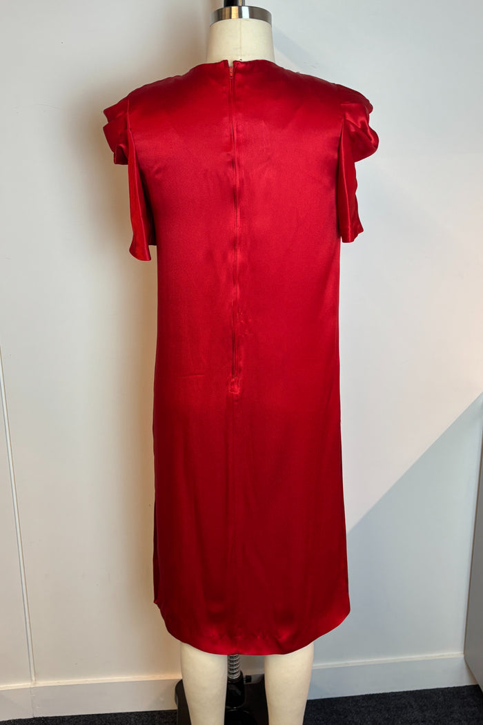 1960s Pierre Cardin Red Satin Cocktail Dress image 2