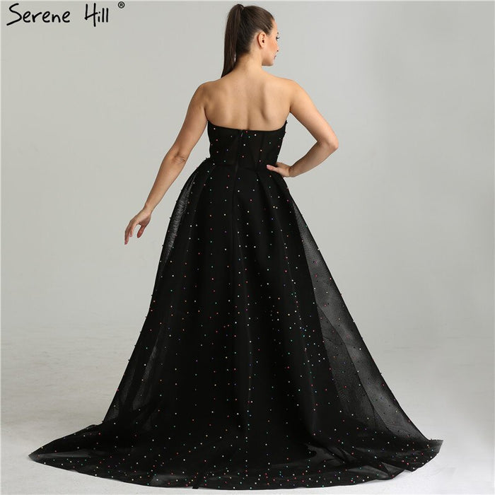 2025 schwarz Schatz Sexy Tüll Prom Kleider Neueste Diamant Perlen Off Schulter Mode Abendkleider LA6347 - SERENE HILL