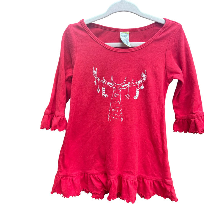 24M Long-sleeve Ruffle Reindeer Red Dress GUC