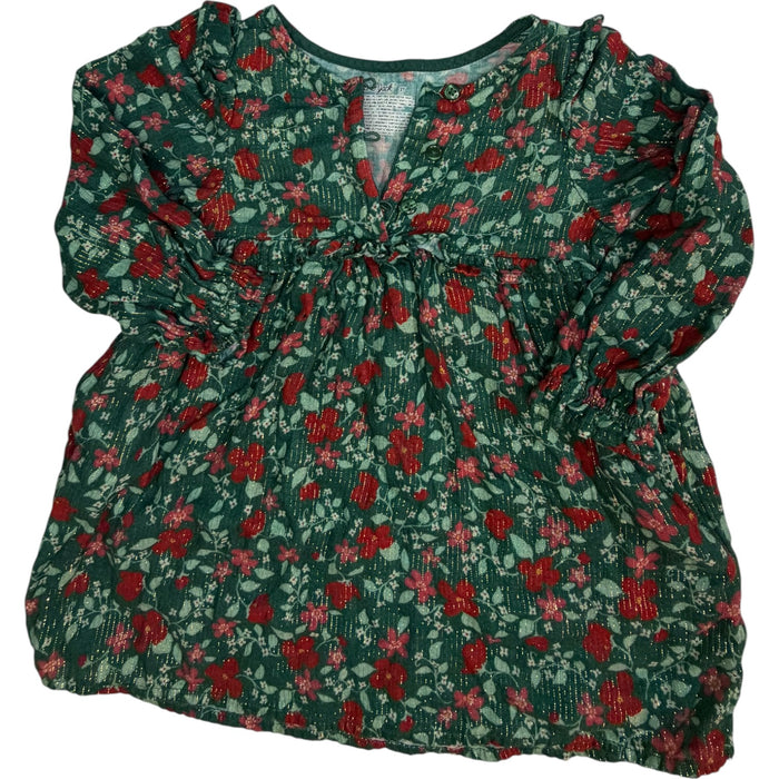 2T Cat & Jack Long-sleeve Christmas Flower Dress EUC