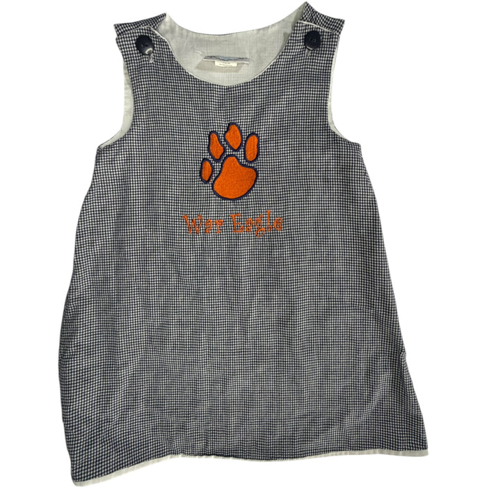 Heavenly Kids Blue & White Gingham War Eagle Paw Print Dress size 2T excellent used condition