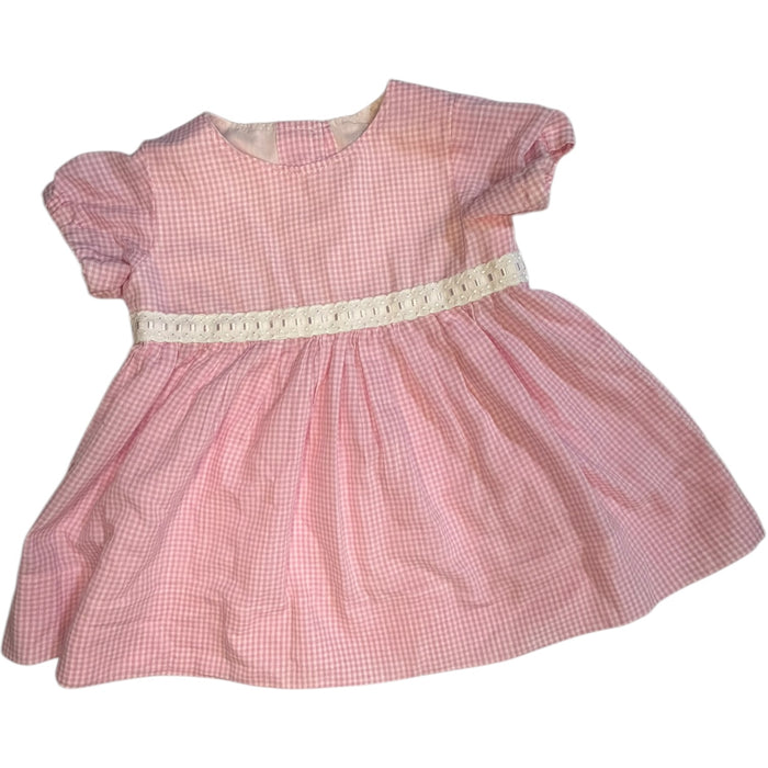 Boutique Pink & White Gingham Lace Ribbon Dress size 3-6M excellent used condition