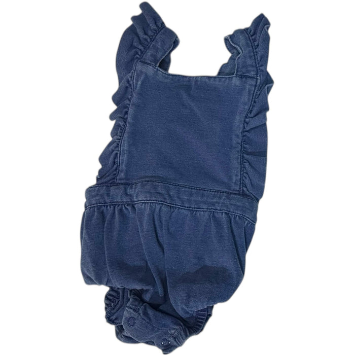 Cat & Jack Blue Jean Ruffle Strapped Bubble size 3-6M excellent used condition