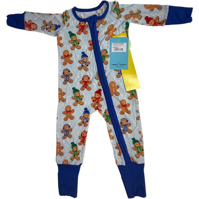 3-6M Rugged Butts Blue Gingerbread Buddies Convertible One Piece Pajama Bamboo Viscose Sleeper NWT