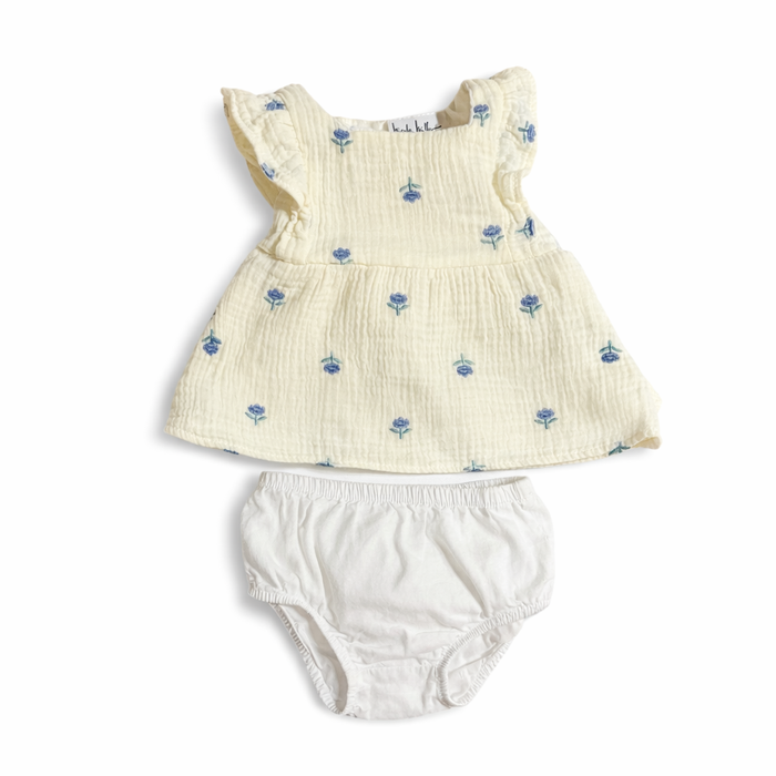 Nicole Miller White Floral Blouse with Diaper Cover size 3M excellent used condition