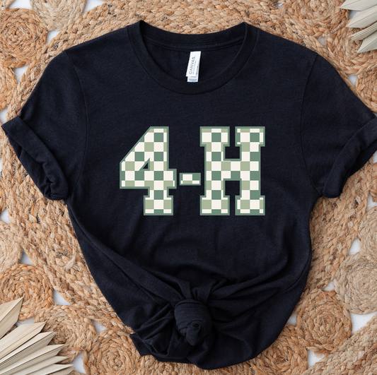 4-H Green Checkered- Bella Canvas T-Shirt