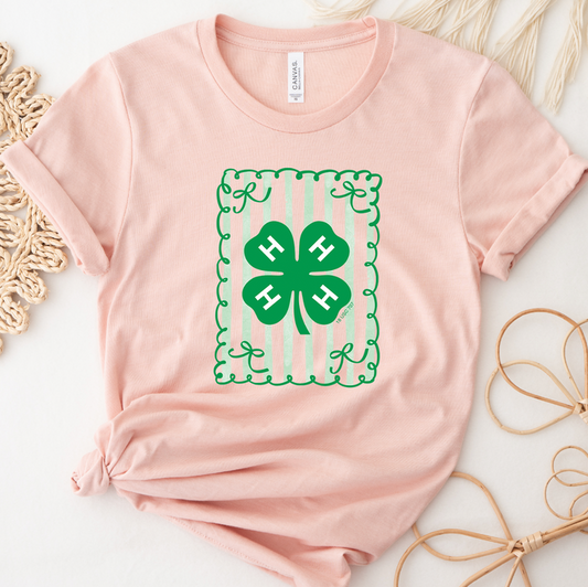 4-H Stripe/Bow- Bella Canvas T-Shirt
