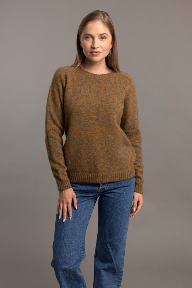 Possum and Merino

5056 Fair Isle Pullover - This timeless Fair Isle pullover adds a touch of heritage style to your wardrobe and offers both elegance and warmth. The intricate Fair Isle pattern makes it perfect for layering through the cooler months, while the soft fibres ensure a cosy, comfortable fit. Hold onto this classic piece, made to endure the changing seasons with style and grace.

35% Possum Fur, 55% Merino Wool, 10% Pure Mulberry Silk
New Zealand designed and manufactured
Natural and