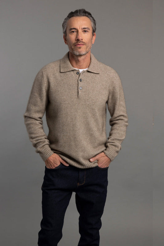 Possum and Merino

6639 Stepped Stitch Polo - The detail of the button-up polo style collar gives a hint of sophistication to this everyday, casual men's jumper. A warm and luxurious blend of Merino wool, Possum fur and Mulberry silk ensures this Stepped Stitch polo jersey will keep you warm whatever the weather and wherever you are.

Short zip and high collar
Feature rib knit on arms o Mid-weight warmth
35% Possum Fur, 55% Merino Wool, 10% Pure Mulberry Silk
New Zealand designed and manufacture