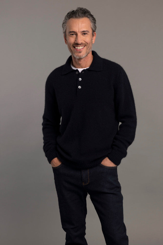 Possum and Merino

6639 Stepped Stitch Polo - The detail of the button-up polo style collar gives a hint of sophistication to this everyday, casual men's jumper. A warm and luxurious blend of Merino wool, Possum fur and Mulberry silk ensures this Stepped Stitch polo jersey will keep you warm whatever the weather and wherever you are.

Short zip and high collar
Feature rib knit on arms o Mid-weight warmth
35% Possum Fur, 55% Merino Wool, 10% Pure Mulberry Silk
New Zealand designed and manufacture