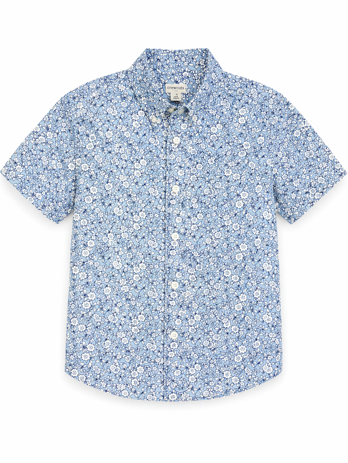 Crew Cuts Baby Blue Flower Button Down size 8 excellent used condition