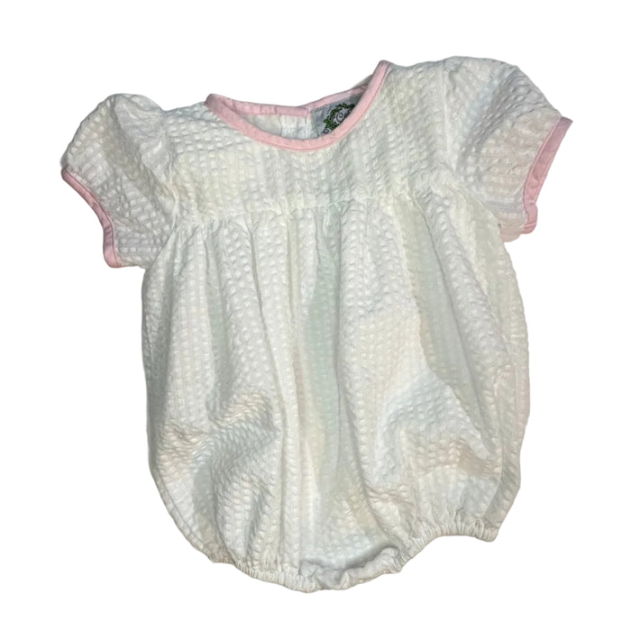 9M Smocked Threads by Cecil and Loud White and Pink Bubble EUC