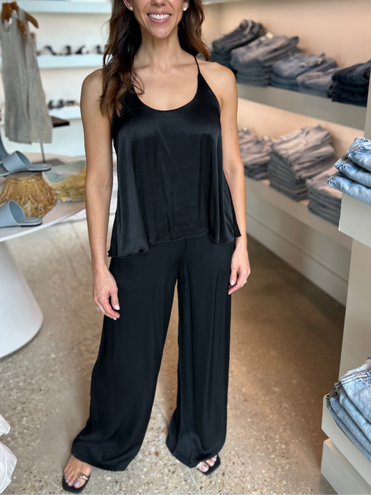 Black Silky Strap Cami Top