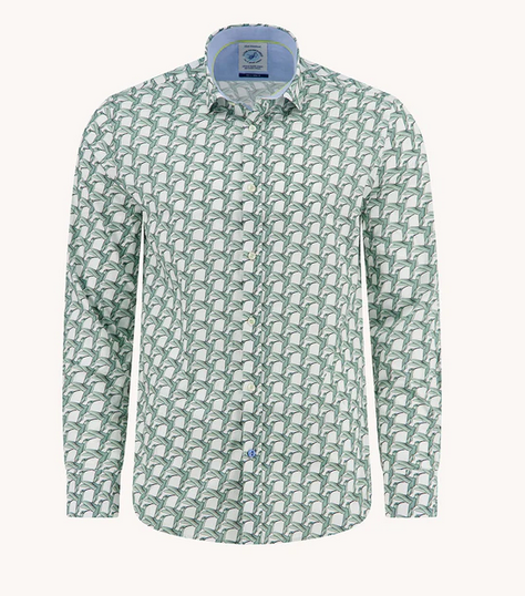 A Fish Named Fred Geometric Birds LS Shirt