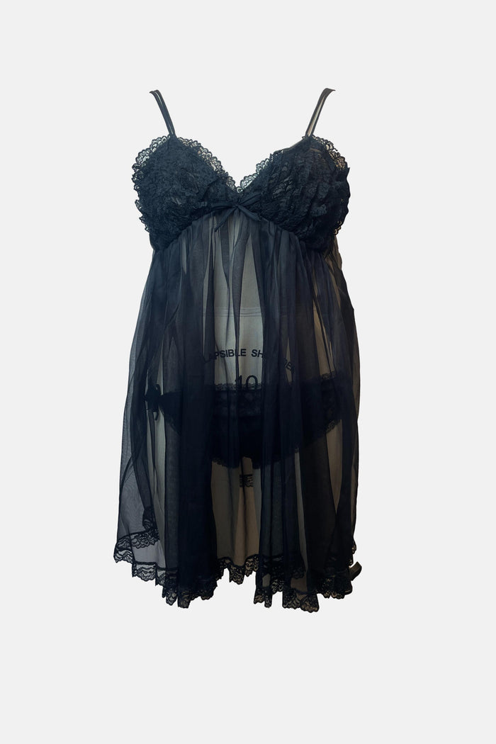 Abbeline Black Lace Chemise Set image 0