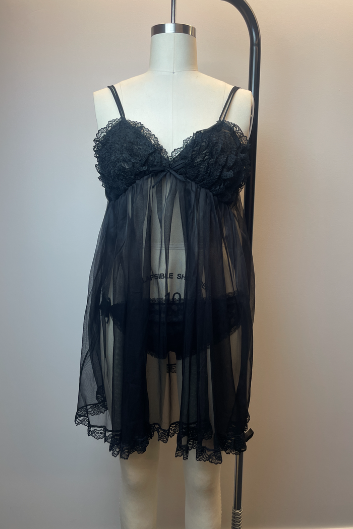 Abbeline Black Lace Chemise Set image 1