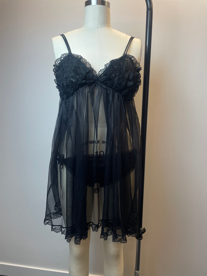 Abbeline Black Lace Chemise Set image 3