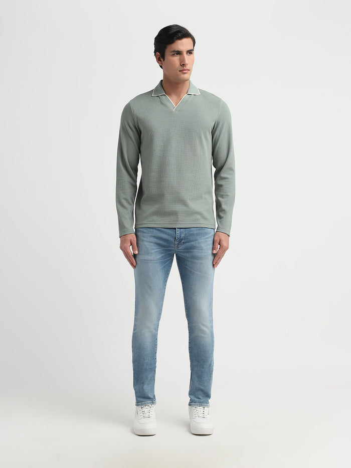 Adley Waffle Slim Fit Polo - Green