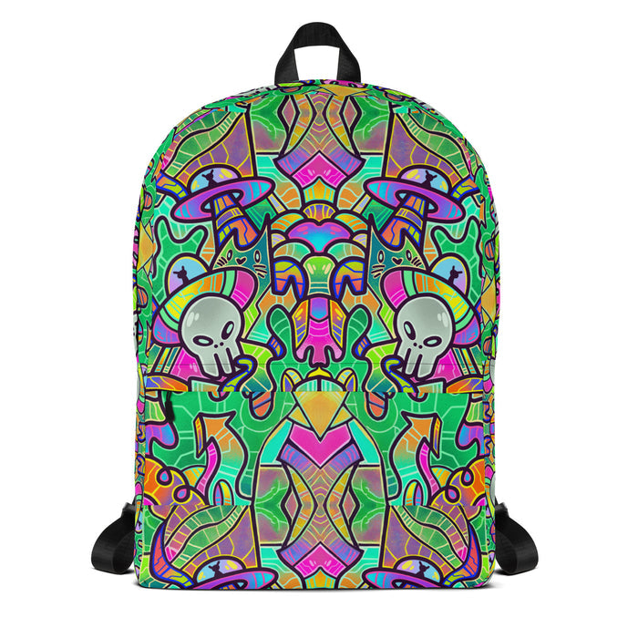 Alien Invasion Backpack by Roc Sol, original art pattern bag