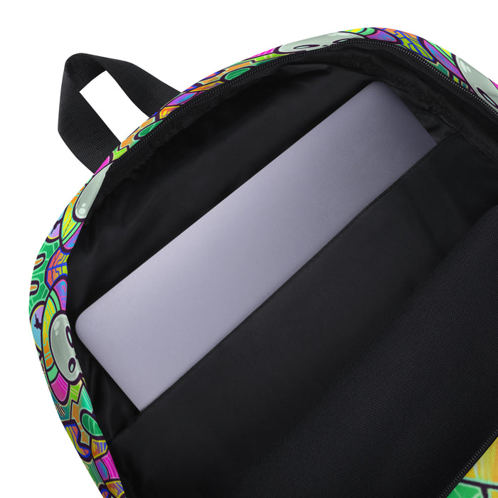 Alien Invasion Backpack by Roc Sol, original art pattern bag