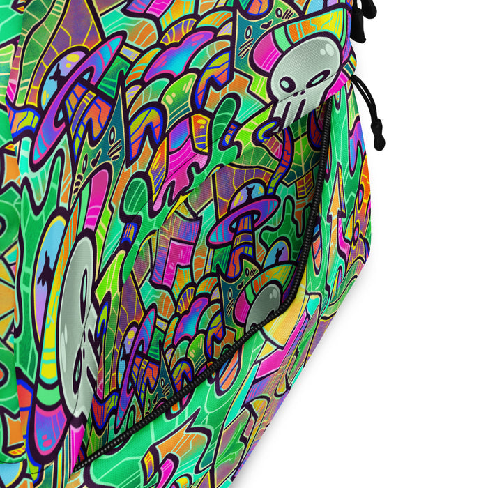 Alien Invasion Backpack by Roc Sol, original art pattern bag