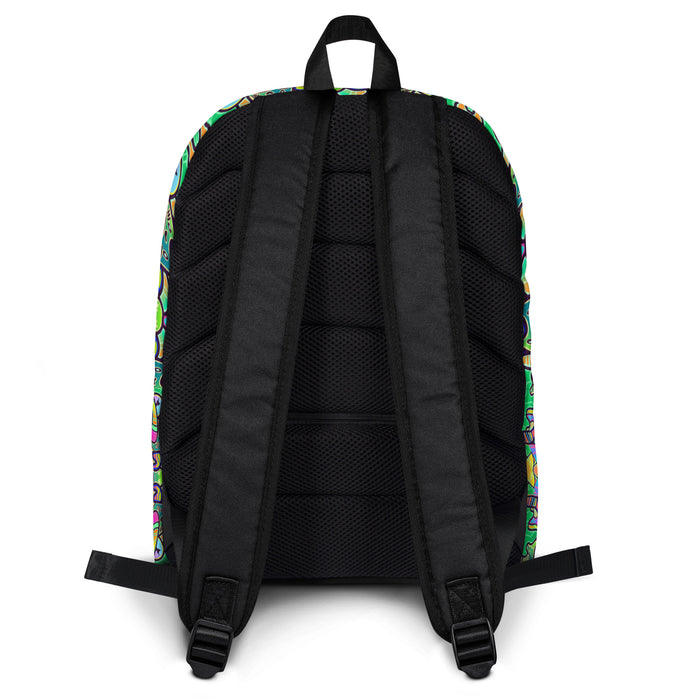 Alien Invasion Backpack by Roc Sol, original art pattern bag