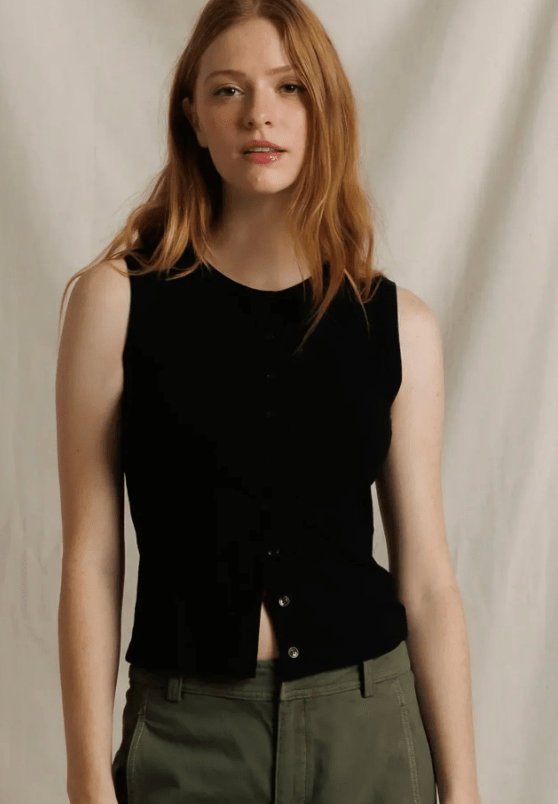 Andrea Lux Rib Button-Up Tank - Amor Lafayette