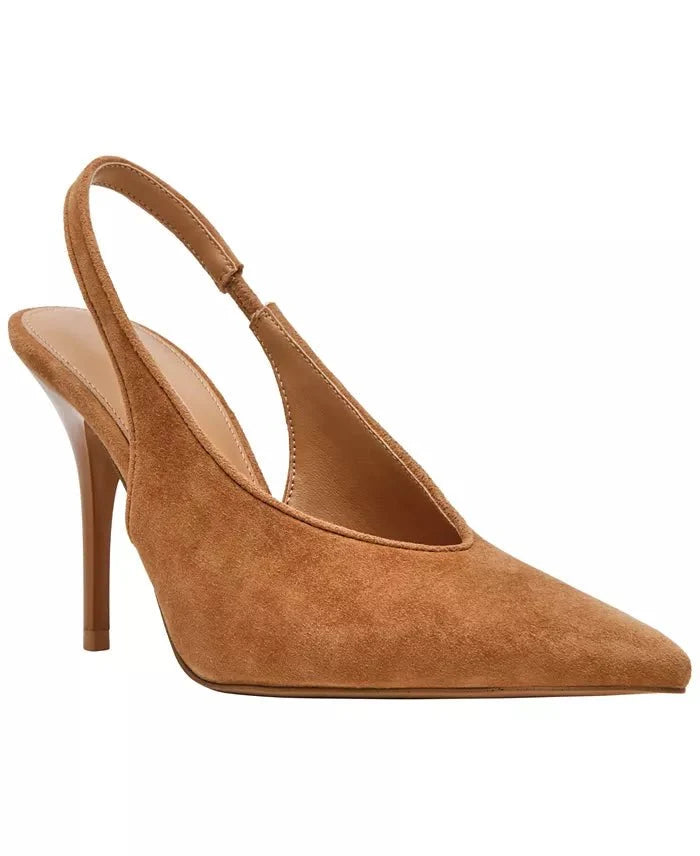 Andromeda Suede High Vamp Slingback Pumps in Chesnut - Amor Lafayette