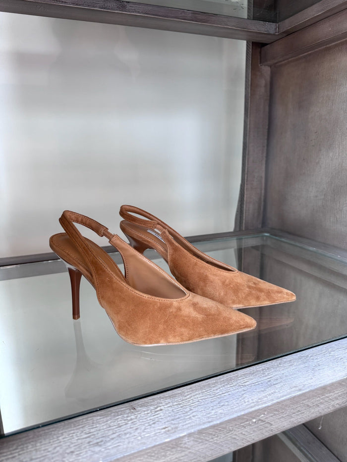 Andromeda Suede High Vamp Slingback Pumps in Chesnut - Amor Lafayette