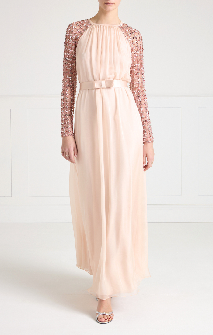 Angelli Lattice Long Dress - Rosewater