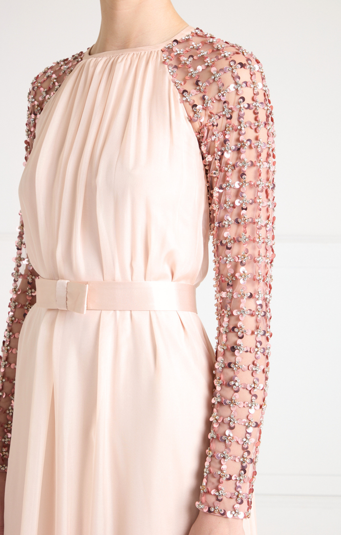 Angelli Lattice Long Dress - Rosewater