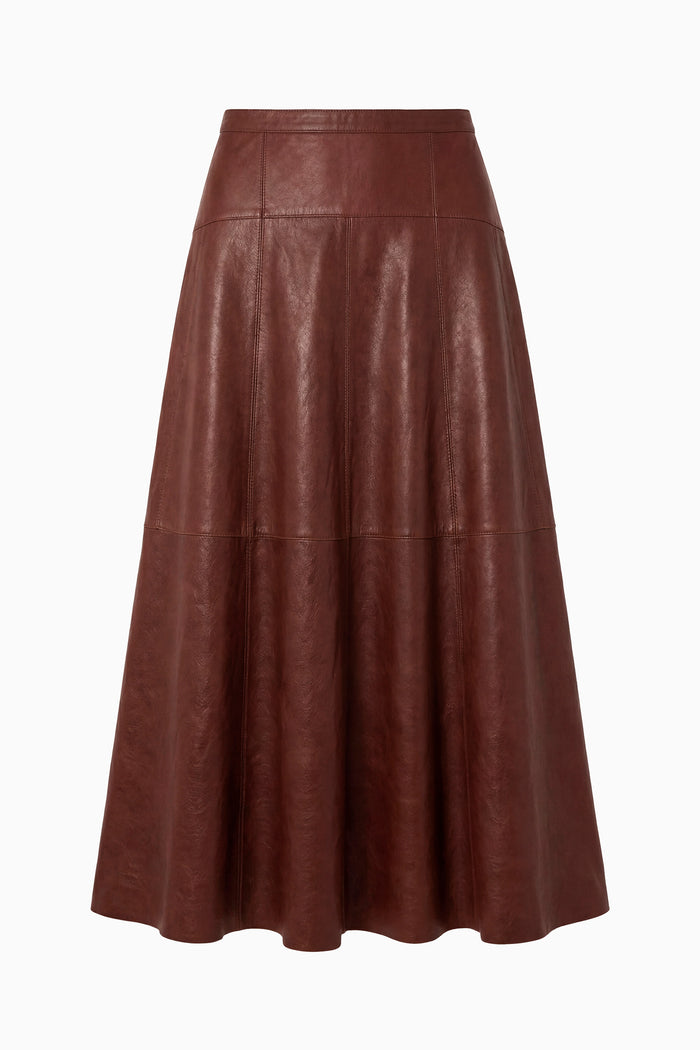 Aninda Leather Midi Skirt - Cognac