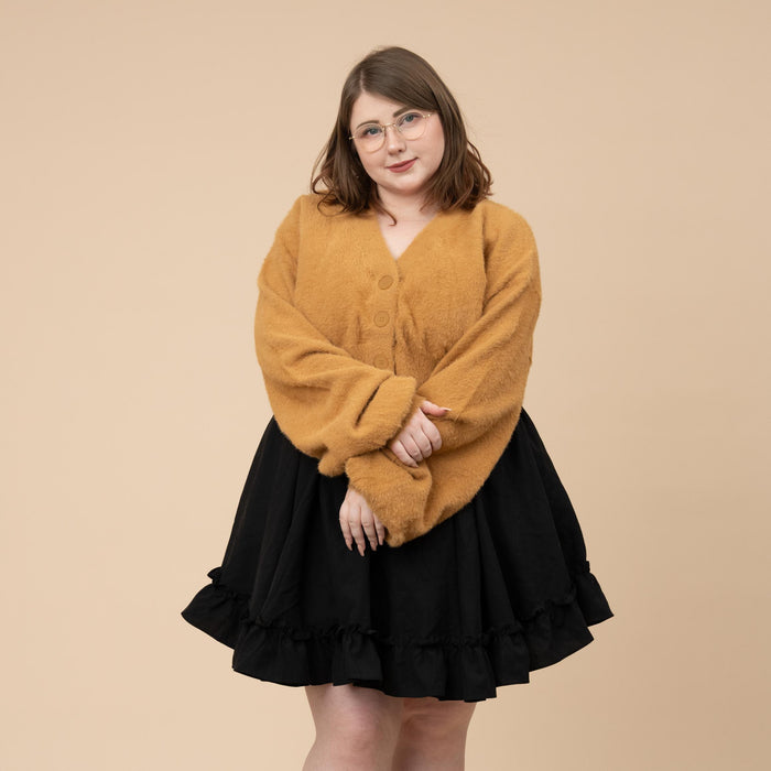 Antique Gold Cropped Fuzzy Cardigan