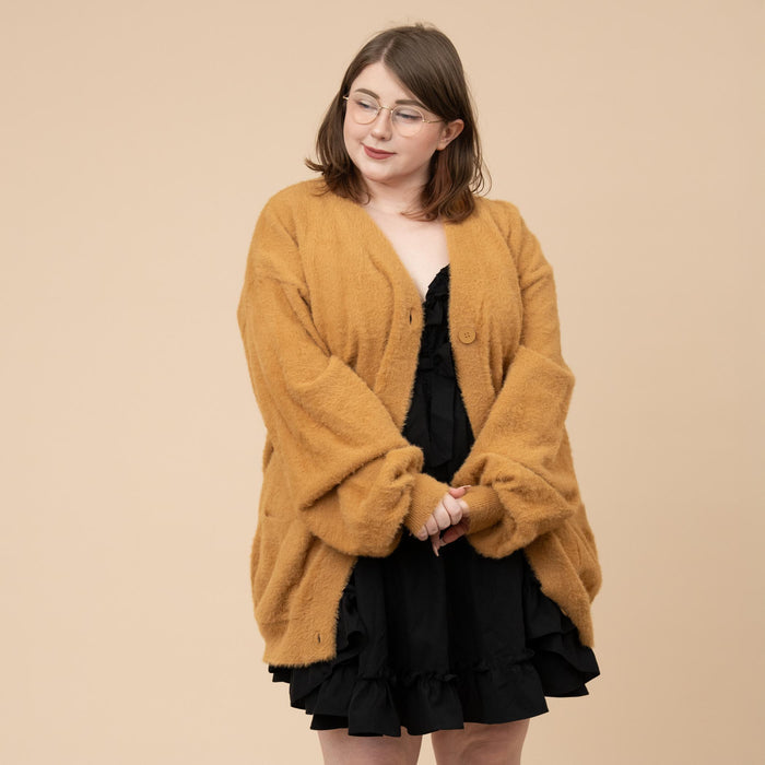 Antique Gold Fuzzy Cardigan
