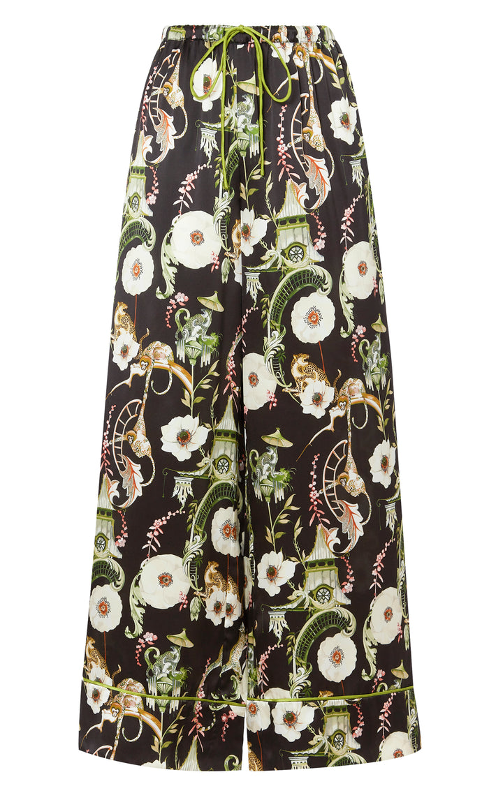 Aphrodite Long Pyjama Bottoms - Black & Dark Euphoria